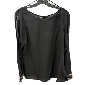 Bebe RARE EARTH BEADED CUFF SLIT SLV black Medium